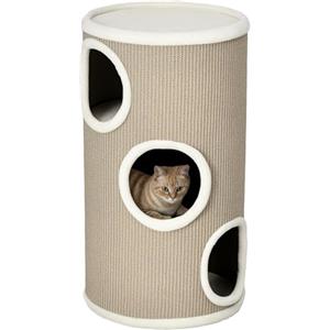 PawHut Cuccia per Gatti a 3 Livelli con Tiragraffi in Sisal e Rivestimento in Peluche, Casetta per Gatti da Interno Multilivello, Ø38x70 cm, Marrone