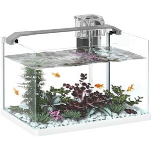 PawHut Acquario per Pesci Rossi in Vetro con Luci LED 38x26x27 cm Bianco