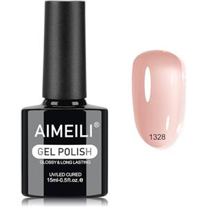 AIMEILI Smalto Gel Gelatina Semipermanente Jelly Gel Polish 15ml - 1328 | Smalto Semipermanente Traslucido, Jelly Nail Gel Soak Off UV LED, Gel Unghie Fai Da Te per Salone di Casa