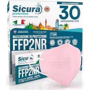SICURA MASCHERINE CHIRURGICHE 30 Mascherine FFP2 ROSA Certificate CE SICURA Protection BFE ≥99% Made in Italy Mascherina ffp2 vera Marcatura EFFETTO PULITO sigillata