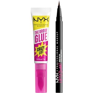NYX Professional Makeup Lift and Snatch Penna Sopracciglia 08 Espresso Lunga Tenuta 16h Effetto Laminazione + The Brow Glue Crazy Lift Gel Sopracciglia Trasparente Effetto Laminazione 7ml - Set da 2