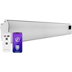 Klarstein Stufa Elettrica Basso Consumo, Colonnina Elettrica da Giardino 2400W, Termosifone Elettrico, Pannello Radiante Infrarossi con Telecomando, Stufetta Smart WIFI App, No CO2