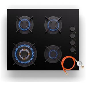 Klarstein Piano Cottura 4 Fuochi Gas, Piano Cottura a Gas Integrato 8800W, 4 Fuochi Incasso in Acciao Inox, 4 per Wok, a 4