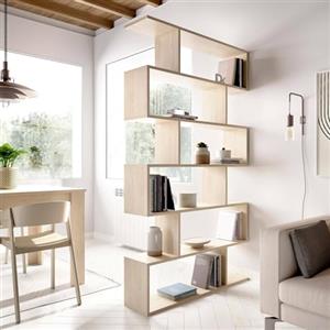 Dmora - Libreria Misma, Scaffale da ufficio multiuso, Mobile biblioteca portalibri a 6 ripiani, 80x25h190 cm, Rovere
