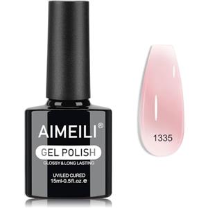 AIMEILI Smalto Gel Gelatina Semipermanente Jelly Gel Polish 15ml - 1335 | Smalto Semipermanente Traslucido, Jelly Nail Gel Soak Off UV LED, Gel Unghie Fai Da Te per Salone di Casa