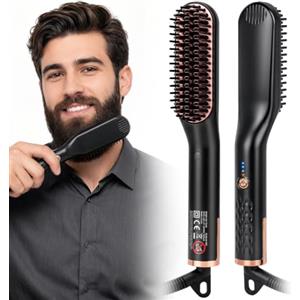 Mineup Piastra Per Barba Capelli, Spazzola Lisciante Elettrica, Piastra Per Barba Da Uomo, Spazzola Lisciante Per Capelli, 3 Temperature Di Riscaldamento, Portatile Per Viaggi E Casa