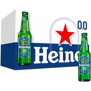 Heineken Birra Heineken 0.0 Analcolica, Cassa con 24 Bottiglie da 33cl, Birra Lager Analcolica a Bassa Fermentazione, Gusto Bilanciato con Fresche Note Fruttate e Maltate, Corpo Morbido, Gradazione 0,0% Vol