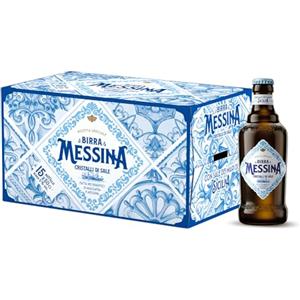 Birra Messina Cristalli di Sale, Cassa con 15 Bottiglie da 50cl, Birra Premium Lager a Bassa Fermentazione, Gusto Morbido, Fine ed Equilibrato, Gradazione 5% Vol