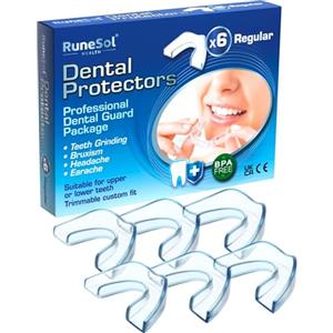 Runesol Bite Bruxismo Notturno Automodellante, 6 x Regolare, Byte Dentale Notturno, Byte Notte Automodellanti, Bite per il Bruxismo, Bait Protezione Denti Notturno, Mouth Guard Teeth Grinding, Baiter