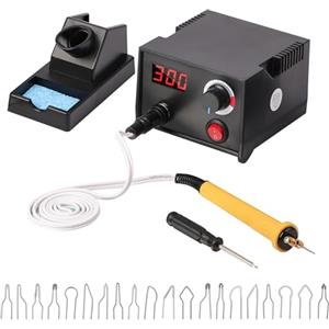 Nexalite Set Pirografo per Legno professionale con Display LCD,20 Punte Incluse, Temperatura Regolabile 250-750°C, Ideale per Legno, Pelle, Zucca e Sughero