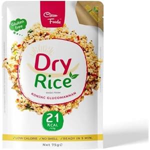 Clean Foods 3 x CleanFoods 21 calorie riso konjac essiccato I 75g I konjac shirataki glucomannano I inodore l vegan I senza glutine e grassi I pronto in 5 minuti