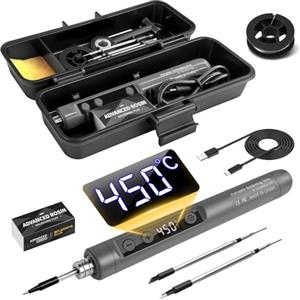 Flintronic Senza fili, Kit saldatore, Set Di Saldatore A Batteria Ricaricabile USB con LCD, per Riparazioni Elettroniche, Creazione di Gioielli, Progetti fai da t
