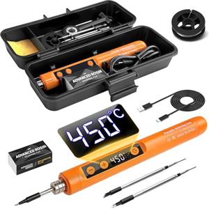 Flintronic Kit saldatore, Senza fili, Set Di Saldatore A Batteria Ricaricabile USB con LCD, per Riparazioni Elettroniche, Creazione di Gioielli, Progetti fai da t