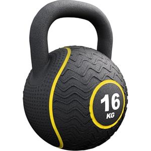 GORILLA SPORTS® Kettlebell Gomma | Nucleo Sabbia di Ferro & Rivestimento | Impugnatura Ergonomica | 4 kg a 20 kg | Forza Funzionale (d) 16kg Giallo)
