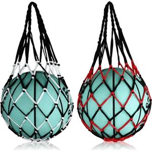 DAVIDJAMESCLARKE 2 Pezzi Sacchi a Rete per Palloni, Borsa da Calcio in Rete,per 1 palloncino, rete da calcio, per pallacanestro, pallavolo, calcio (nero rosso + nero bianco)