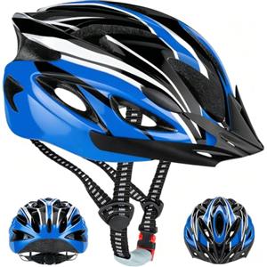 YGVQN Casco Bici Adulto Uomo Donna, Casco MTB Mountain Bike con EPS e Guscio in Policarbonato, Visiera Rimovibile & Sistema Regolabile 52-62cm, Leggero Casco da Corsa per Bici Elettrica Città (Blu)