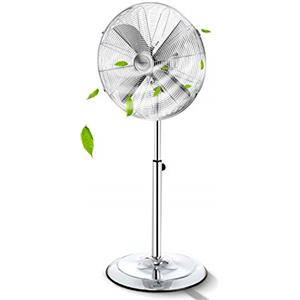 Aigostar Emery- Ventilatore acciaio, Ventilatore a piantana con oscillazione a 90°, altezza regolabile, 3 velocità, 60 W, 40 cm, maniglia per trasporto, griglia di sicurezza per bambini.