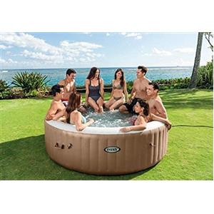 Intex PureSpa Sahara 28412 Spa Gonfiabile 8 Posti con 170 Bolle, Riscaldatore e Sistema Anticalcare - 236x71 cm Beige