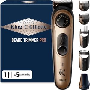 King C. Gillette Rasoio Elettrico Barba Pro, Regolabarba Uomo, Selettore di Precisione, Cura Barba Uomo, 40 Impostazioni di Lunghezza, Lame Rasoio Affilate, Pettini Regolatori, Testine Lavabili