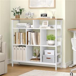 Fobyfurny Libreria, Libreria Scaffale con 8 Scomparti Aperti, per Soggiorno, Camera da Letto, Ufficio, Studio, 106 x 33 x 100,5 cm, Marrone/Bianco FFSG001FWR1