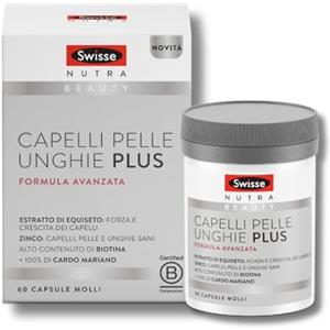 Swisse Capelli Pelle Unghie Plus - Integratore per Capelli più Sani e Forti, per il Benessere di Pelle e Unghie, con Biotina, Zinco e Cardo Mariano, Alto Dosaggio, 60 Softgels