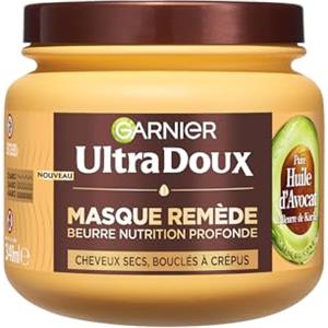 Garnier Ultra Soft - Maschera per capelli secchi, ondulati, ricci o crespi, con olio di avvocato e burro di karitè, texture ricca e cremosa, 340 ml