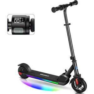 Caroma Monopattino elettrico per Bambini dai 8 ai 12 anni, Motore da 150W, 17 km/h, 80 Minuti di Autonomia, Velocità E altezza Regolabili, Luci Colorate, Display a LED, Ragazzi