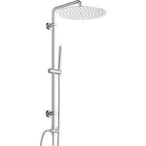 Görbach Colonna Doccia Acciaio Inox Senza Miscelatore Fori Muro Regolabili Colonna Doccia idromassaggio senza Miscelatore Set Doccia a Pioggia Con Soffione e Doccetta a Mano Tondo 30cm
