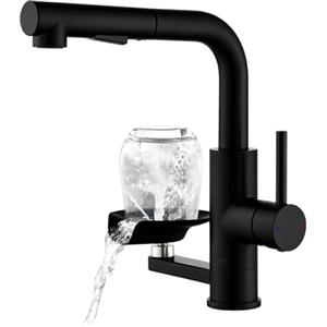 LakeBayMZC Rubinetto Bagno Lavabo Pulitazza LakeBayMZC,304 Acciaio inossidabile 360° Estraibile, miscelatore lavabo bagno con 2 tipi di getto d'acqua, Adatto per Rubinetto lavabo, Rubinetti da cucina e bar, Nero