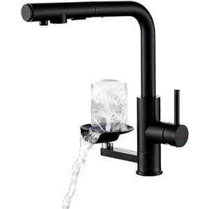 LakeBayMZC Rubinetto lavello Cucina a 3 vie LakeBayMZC Miscelatore da Cucina per Sistemi Osmosi,Rubinetto Cucina 3-in-1 Lavaglassi Con 2 tipi di getto d'acqua,Girevole a 360°,304 Acciaio Inox, Nero