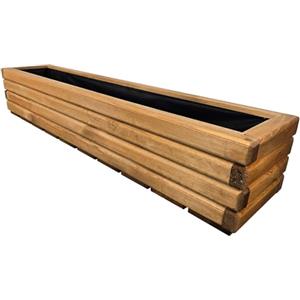 HolzGarden Fioriera in Legno con Tessuto Non Tessuto 118x25x25 cm cm Legno Massello Impregnato Colore Pino Vaso da Esterno per Giardino Balcone e Terrazza, Resistente alle Intemperie, 43L