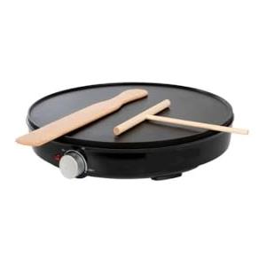 10ELED Crepiera Elettrica 1000W, Piastra Antiaderente 30 cm con Termostato Regolabile e Spatole in Legno, Ideale per Crepes, Pancake, Omelette, Frittate e Piadine