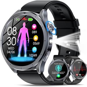 YUPENG 2026 Nuova Smartwatch Uomo con ECG+HRV/ChatGPT AI/Pressione Sanguigna/BMI | 1,53 Orologio Fitness con Chiamate/Torcia LED/Sonno/Acido Urico/Cardiofrequenzimetro/SpO2/Temperatura/SOS, Android e iOS