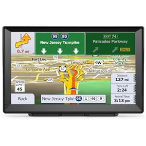 LMTNNB Navigatore satellitare 2025 nuova mappa del Regno Unito Europa, touch screen GPS per auto e supporto vocale guida direzione di rotazione/velocità e avviso luce rossa/instradamento camion