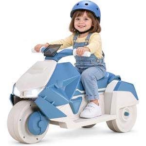 MAMIZO Moto elettrica bambini, Triciclo elettrico con 2 motori, 92x42x56 cm | per bambini 3-6, 6V Moto elettrica per bambini con musica, pedali, LED faro anteriore, 3 km/h, max 30 kg, 3 pcs ruote, Blu