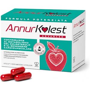 Annurkap AnnurKolest Advanced 30 Capsule | Integratore per Colesterolo e Benessere Cardiovascolare con Mela Annurca Campana, Hytolive®, Betaglucani e Patata Americana | Senza Glutine e Lattosio, Vegan