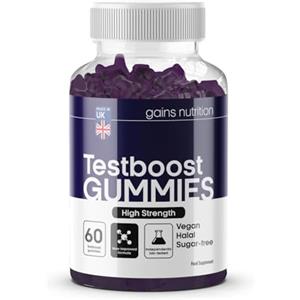 Gains Nutrition GN Testboost Gommose per Uomini - Integratore Naturale di Testosterone Uomo - Booster di Zinco e Magnesio con Maca e Fieno Greco - Aroma Naturale Uva, Adatto per Vegani