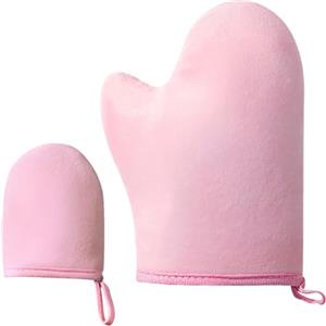 Keratobleem 2 Pezzi Guanto Autoabbronzante per Viso e Corpo, Mitt per Crema e Spray Abbronzante, Olio Corpo-Rosa