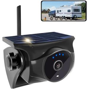 STONVUE 1080P - Telecamera per retromarcia a energia solare, senza fili, con visione notturna, 365 giorni, IP66, batteria ricaricabile per rimorchi, camper, camion, auto, compatibile con cellulare Android