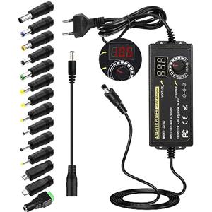 HOUHUI HOUHOI Alimentatore di Rete Regolabile 3 V-24 V, Universale 3 A, 72 W Adattatore di Alimentazione Regolabile 100 V-240 V AC a DC con Indicatore di Tensione LED e 5,5 x 2,5 mm, 14 Consigli Per