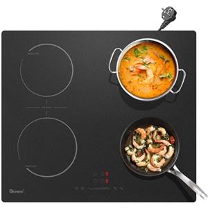 GIONIEN Piano cottura a induzione con spina da 60 cm, 16 Amp, spina elettrica integrata con zona ponte, 4 fornelli, 2800 W,GITS470VDEF