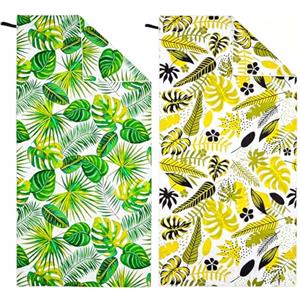 Hexify Telo Mare xxl set da 2-90 X 180 cm, Telo Mare Grande in Microfibra ad Asciugatura Rapida, Telo da Bagno Senza Sabbia, Coperta da Spiaggia da Donna (Verde + Giallo)