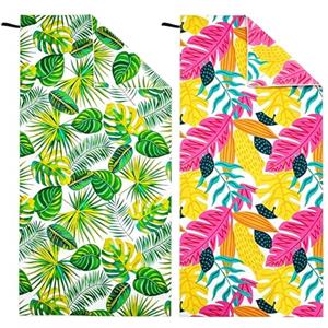 Hexify Telo Mare xxl set da 2-90 X 180 cm, Telo Mare Grande in Microfibra ad Asciugatura Rapida, Telo da Bagno Senza Sabbia, Coperta da Spiaggia da Donna (Verde + Rosa)