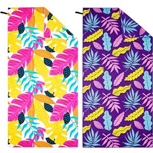 Hexify Telo Mare xxl set da 2-90 X 180 cm, Telo Mare Grande in Microfibra ad Asciugatura Rapida, Telo da Bagno Senza Sabbia, Coperta da Spiaggia da Donna (Viola + Rosa)
