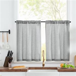TOPICK tenda da bistrot porta finestra 65L x 60A cm, Grigio 2 pezzi