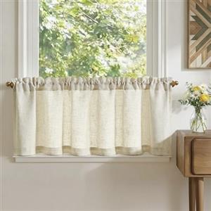 TOPICK - Tendine moderne da cucina 140L x 40A cm, beige, 1 pezzi