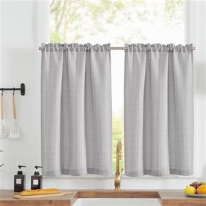 TOPICK Tende da bistrot porta finestra 2 pezzi 70x60(LxA) cm Grigio Chiaro