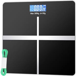 RWSRW Bilancia Pesapersone Digitale RWSRW Bilancia Pesapersone Professionale con Display LCD Max 180kg 26cm x 26cm Nero