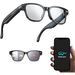 SINOTE'CA AI Smart Glasses con Telecamera 8MP, Occhiali Intelligenti con Lenti Fotocromatiche, Microfono Doppio con Riduzione Rumore, WiFi Transfer, 4GB, Ricarica Magnetica