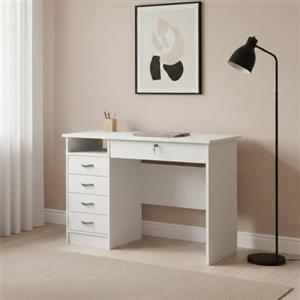 Dmora - Scrivania Raymonde, Scrittoio multiuso, Tavolo per ufficio porta PC, Piano di lavoro, 109x48 h75 cm, Bianco